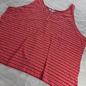 Sonoma Goods For Life Red Striped Henley Tank Top Plus Size 4X Boho Classic